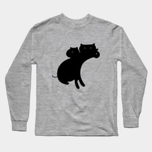 Black Three Headed Cat Long Sleeve T-Shirt